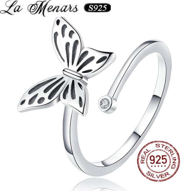 Genuine 925 Sterling Silver Snake Star Moon Open Adjustable Finger Cz Ring Women Personalized Fashion Accessories Holiday Gifts