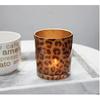 KiaoTime Glass Candle Holder Tealight Stand Cup Fragrance Warmer Leopard Print Candlestick Holder Desktop Centerpiece for Home Wedding Anniversary