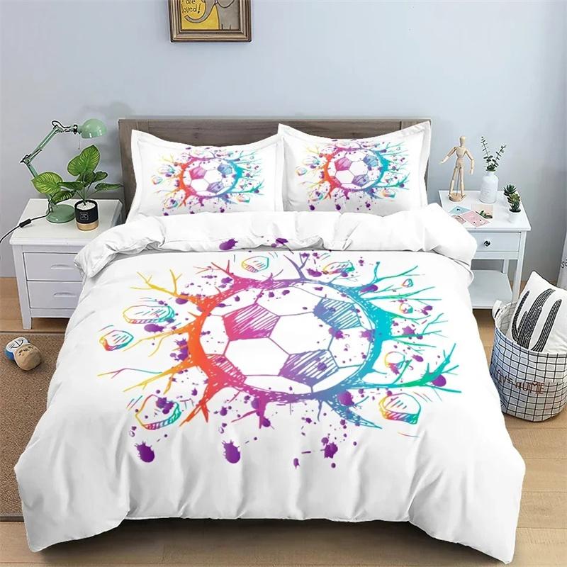 Football Bedding Set 3D Soccer Child Duvet Cover Single Double Sports Boy Home Textile Comforter Nordic Covers For Bed King Full