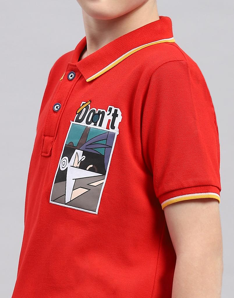 Monte Carlo Boys Printed Collar Neck Pure Cotton T-Shirt
