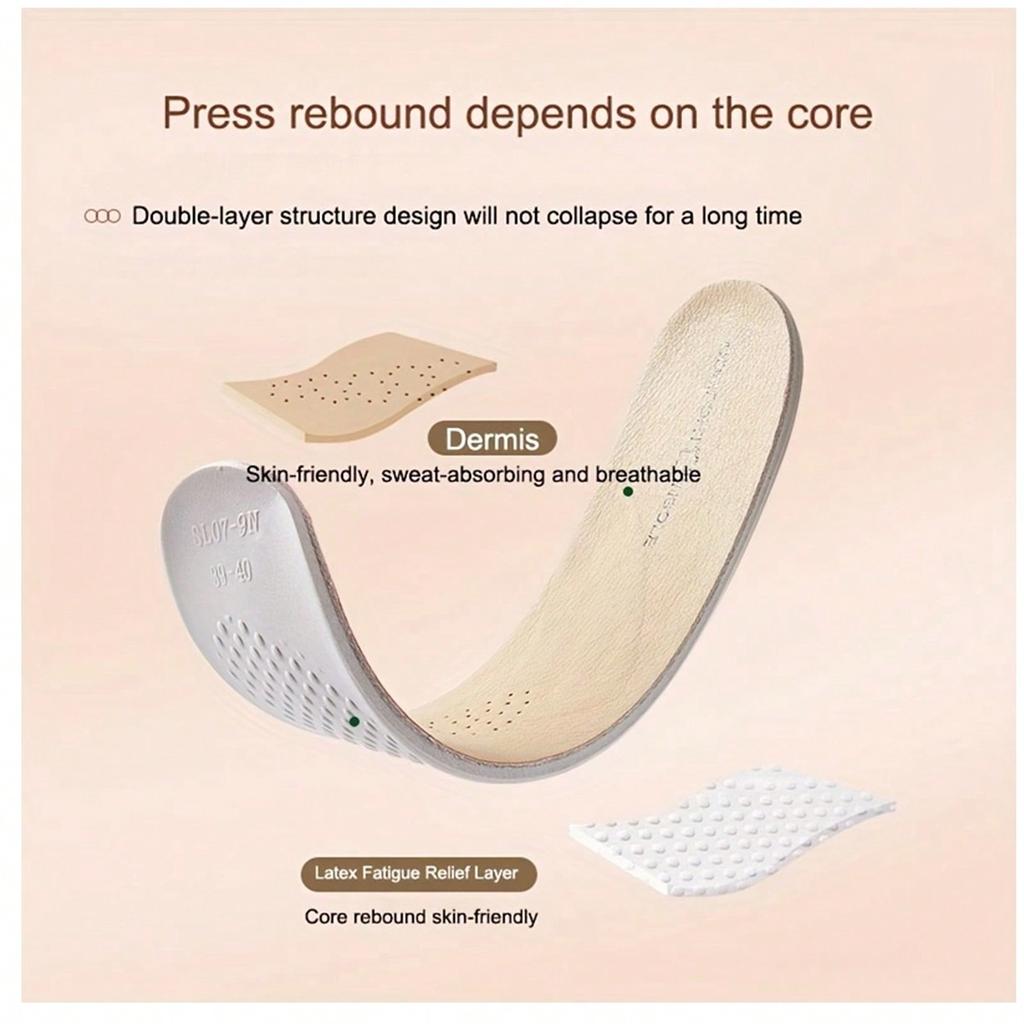 Leather & Latex Sports Insole, Cowhide Insole, Shock Absorption Cushioned Shoe Inserts for Women Men Sneakers Shoes, Casual Shoes