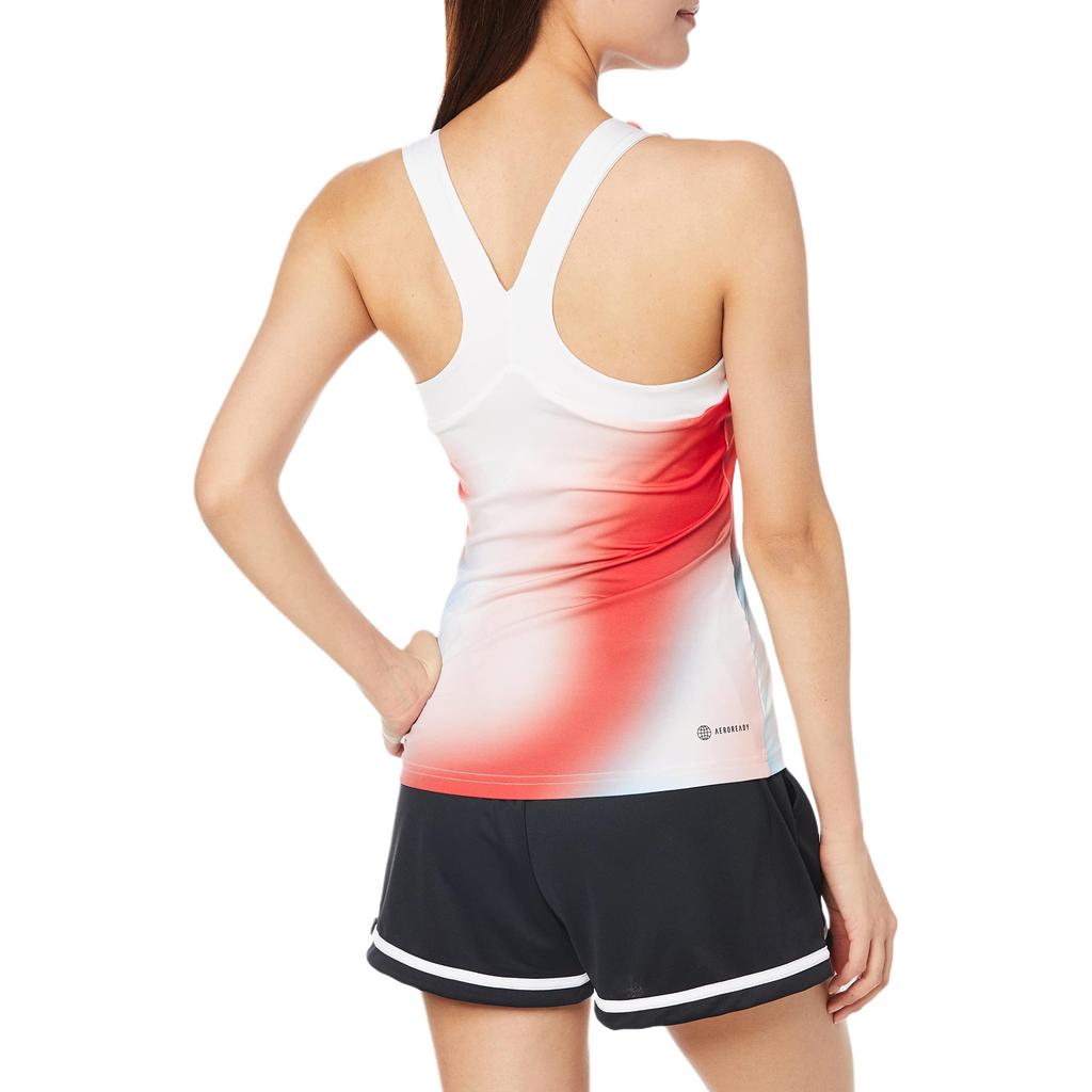 adidas Logo Print Pattern Round Neck Sleeveless Sports Tank Top Women Tops Red HA7614