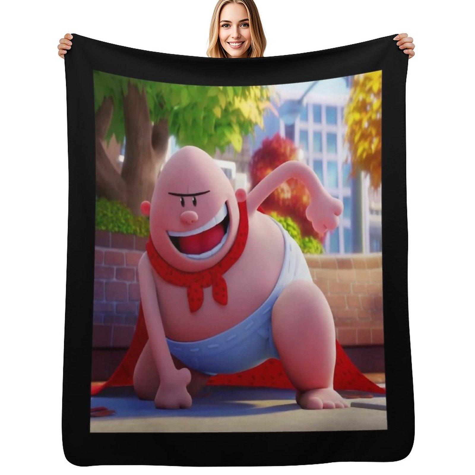 Retro Captain Underpants Throw Blanket Easy Care Comfortable Blanket for Couch Size: 75*100cm, Weight: 230 GSM
