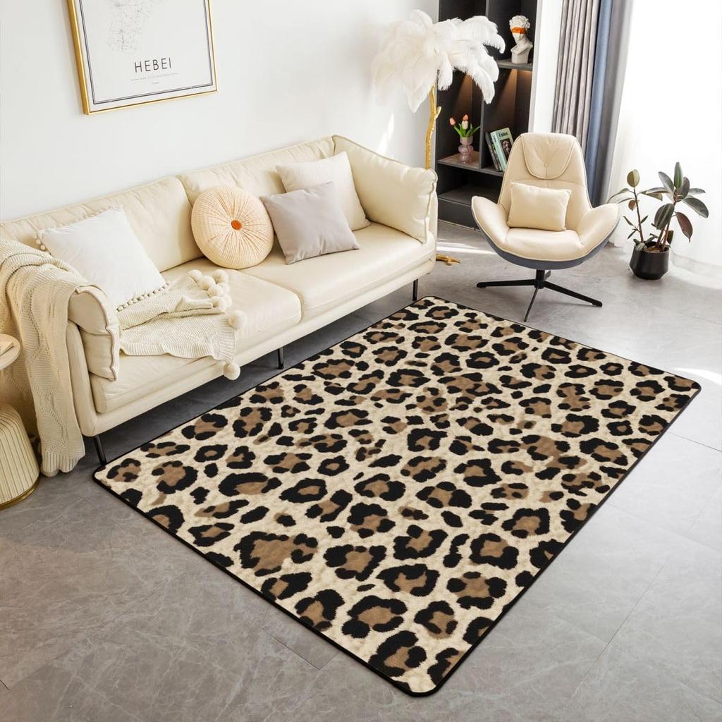 Erosebridal Lucky 8 Ball Area Rugs for Living Room 3x5 Leopard Print Cherry Non Slip Rug Trendy Cheetah Decorative Washable Rug Modern Funky