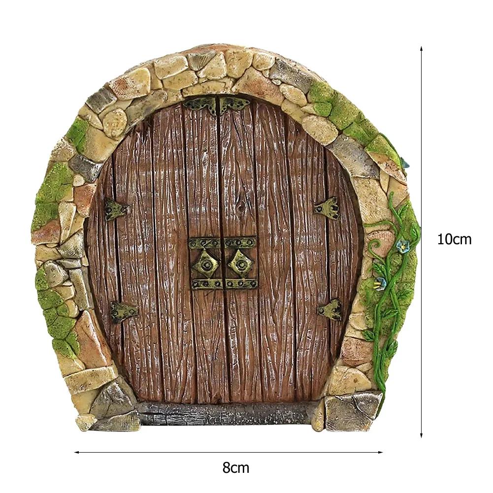 Miniature Fairy Door Figurine Elf Home Ornament For Yard Art Garden Tree Sculpture Statue Wooden Dollhouse Outdoor Garden Decor