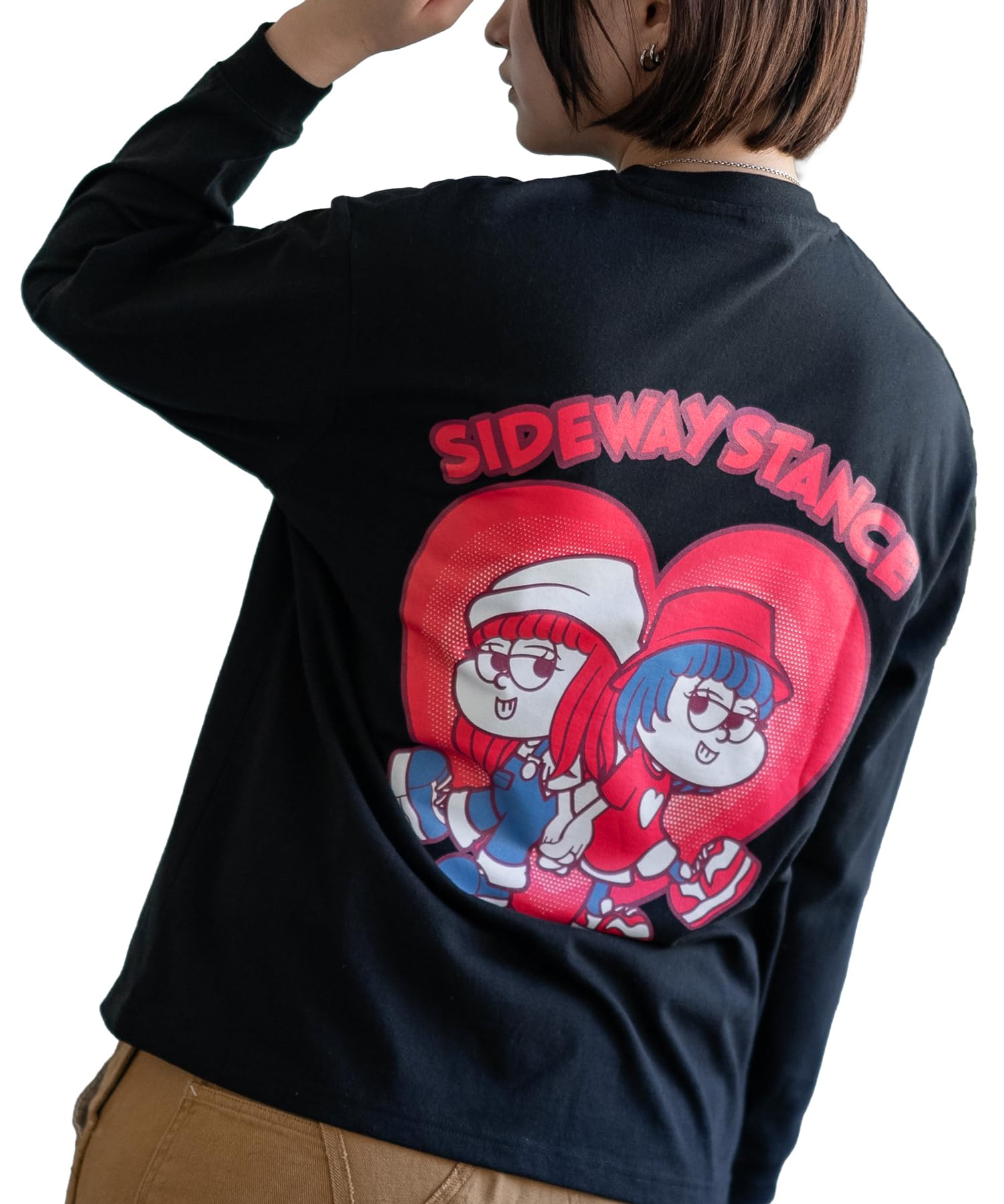 

IMPROMES Casual SIDEWAYSTANCE Women s Heart Girl Long Sleeve T-Shirt, Black