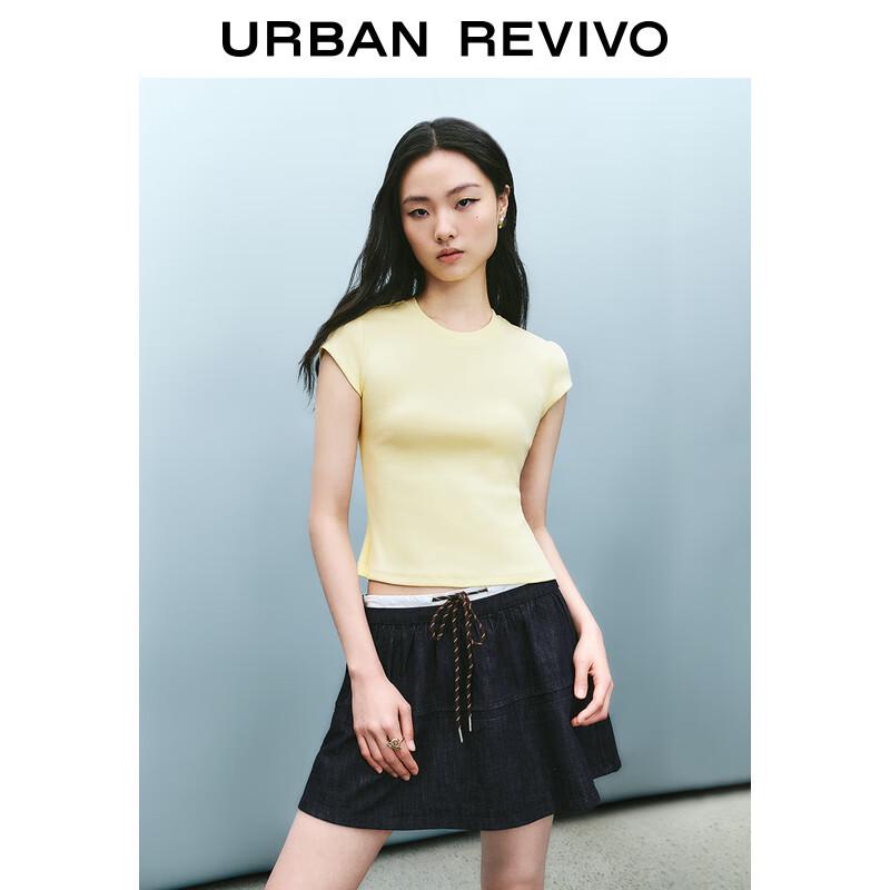 UR Women s 2025 Spring Solid Slim Fit Round Neck T-Shirt S