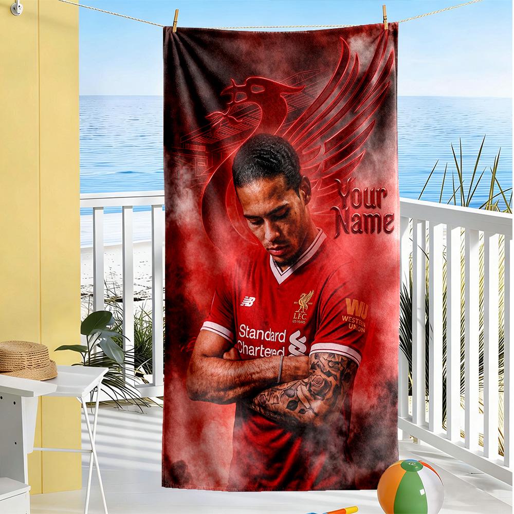 Liverpool FC Personalisierbares Name Strandtuch Super Weich Saugfähig Ideal Für Reisen Outdoor Schwimmbad Yoga Surfen Camping Wandern Fitnessstudio Geschenk Urlaub