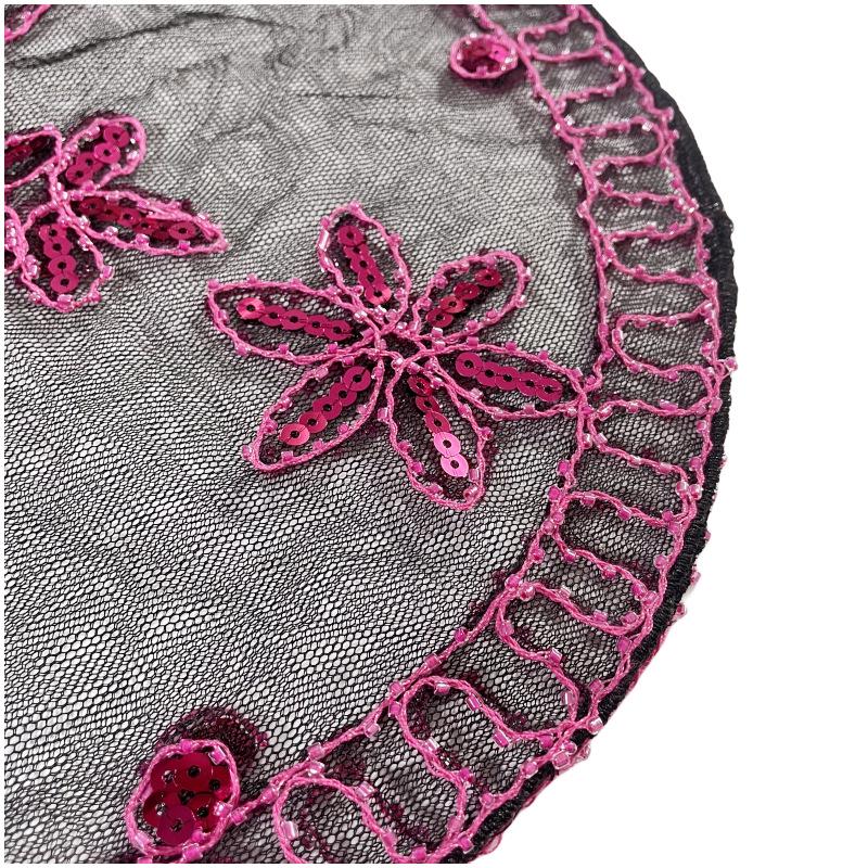 Dames Doorzichtige Sequins Kant Bolero Jasje - Bruiloft Sluier Schouder Sjaal.