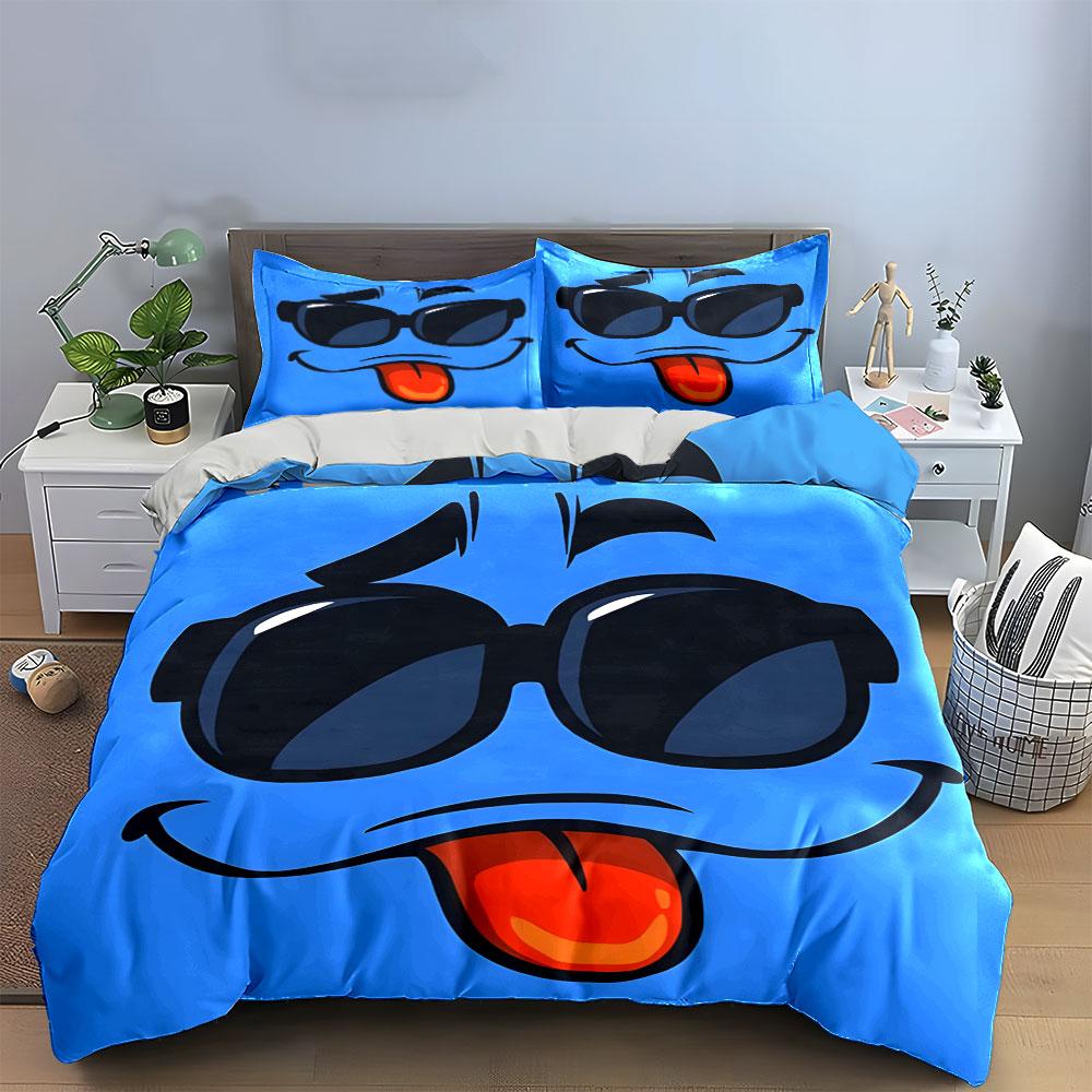 Smiling Face with Sunglasses. Bedding Sets Duvet Cover Sets Duvet Covers Pillowcases(1*Duvet Cover 2*Pillowcases Without Duvet Insert)