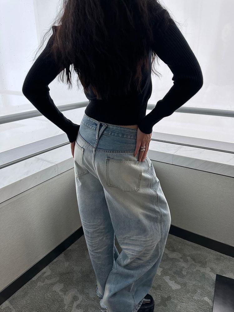 90s Modré High Street Ležérní Volné Kalhoty Dámské Harajuku Oversize Y2k Široké Kalhoty Dámské 2000s Módní Design Volné Kalhoty