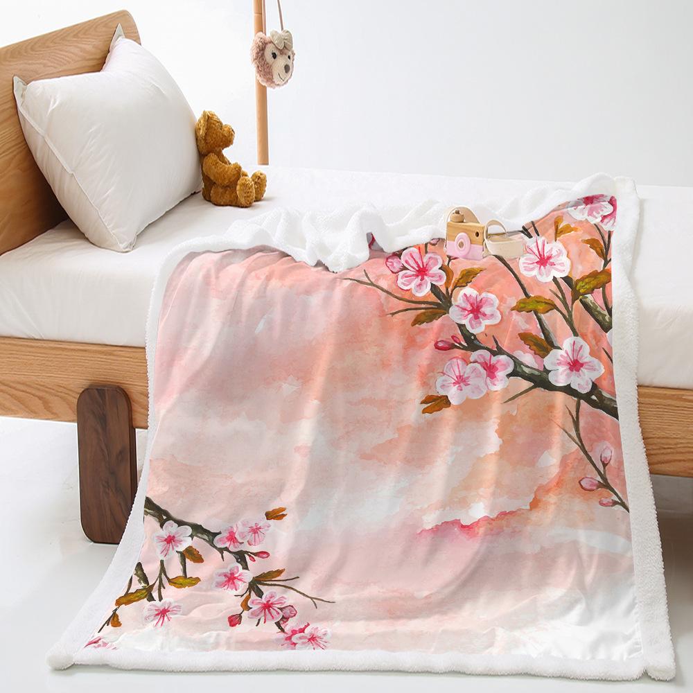 Plum Blossom 2D Digital Printing Thickened Lamb Fleece Crystal Fleece Blanket Blanket