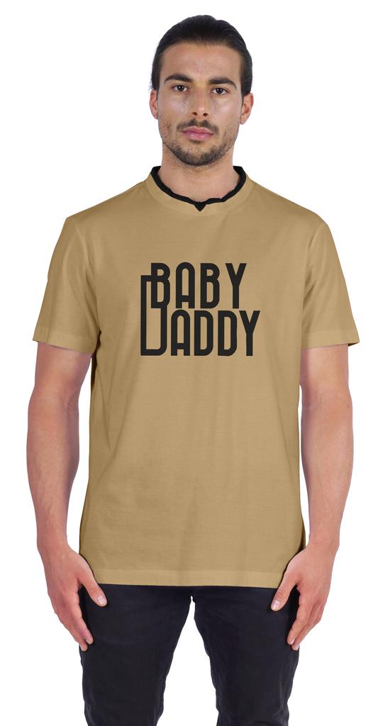 Inkmeso Men  s Graphic Quote   Baby Daddy   Tshirt For Dads Round Neck with V Cut