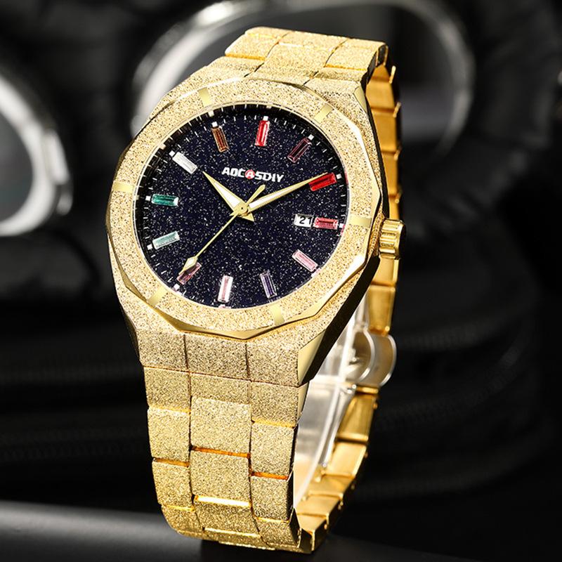 Full Diamond Luxury European and American Royal Oak Men's Watch True Luminous Waterproof