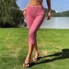 Frühling und Sommer Damen Rote Karomuster Gestrickte Stretch-Leggings Lässige Hosen Trendige Damen Gingham-Muster Capri-Leggings