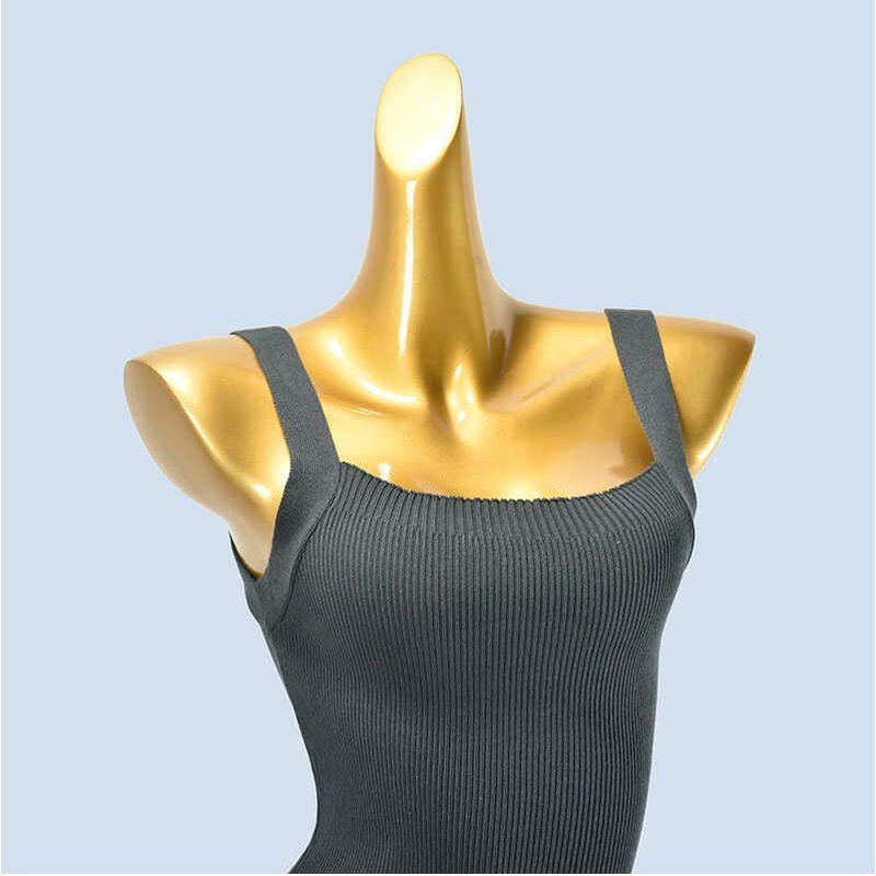 Pure Color Knitting Vest Dress Spring and Summer Sweet and Spicy Style Silm All-Matching Sheath Sleeveless Midi Dress Inner Wear Outer Wear
