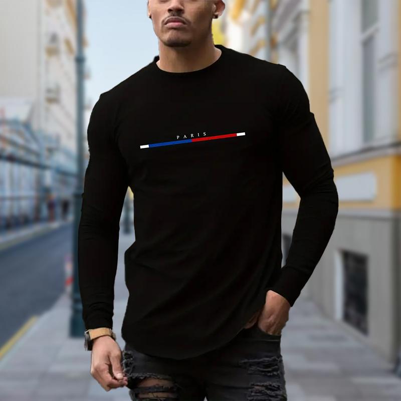 Men's Letter Prints T Shirt Long Sleeve Shirt Crew Neck Outdoor Street 3D Print Clothing Apparel