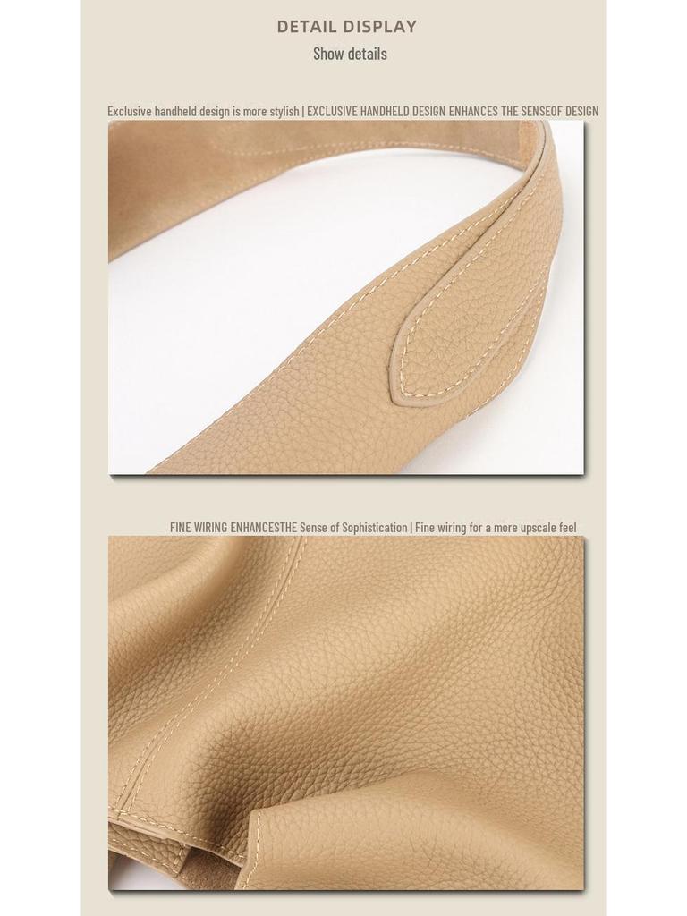 Genuine Leather Women's Tote Bag, Fashionable, Simple, Lazy Style, Large Capacity, High-End One-Shoulder Underarm Design