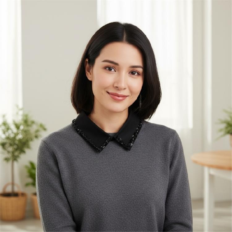 Reusable Shirt Collar Cover With Rhinestones Polyester Blend Fashion Accessory For Adults Multiple Occasion