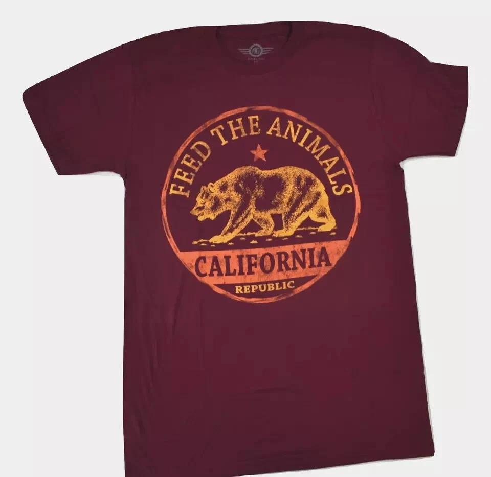 Mad Engine Mens California Republic Grizzly Bear Feed The Animals Shirt NWT S 3XL