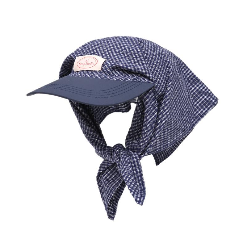 French Tied Headband, Duckbill Cap, Women, Summer Travel, Taking Photos for Sun Protection, Letter Grid, Triangular Scarf, Headscarf