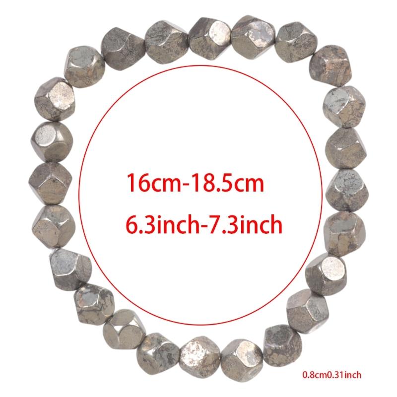 Faceted Stone Bracelet for Men Adjustable Natural Pyrite Wealt Handchain Jewelry for Casual and Formal Event
