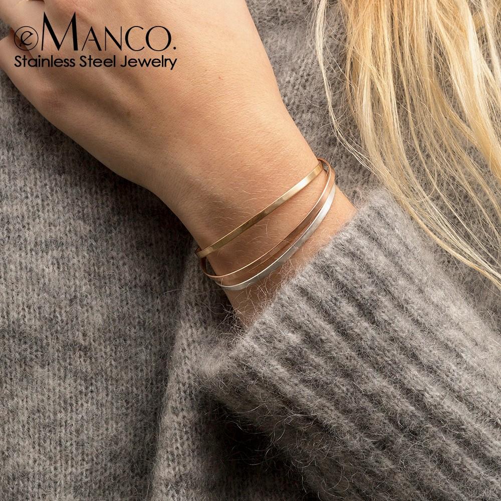 Emanco Bracelet Modern Minimalist Stainless Steel Fashion Bracelet Daily Commuting Jewelry Women's Geometric Open Bracelet