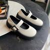 Shallow mouth simple Mary Jane 2025 autumn and winter new boat shoes one-word platform single shoes muffin big head small leather shoes women