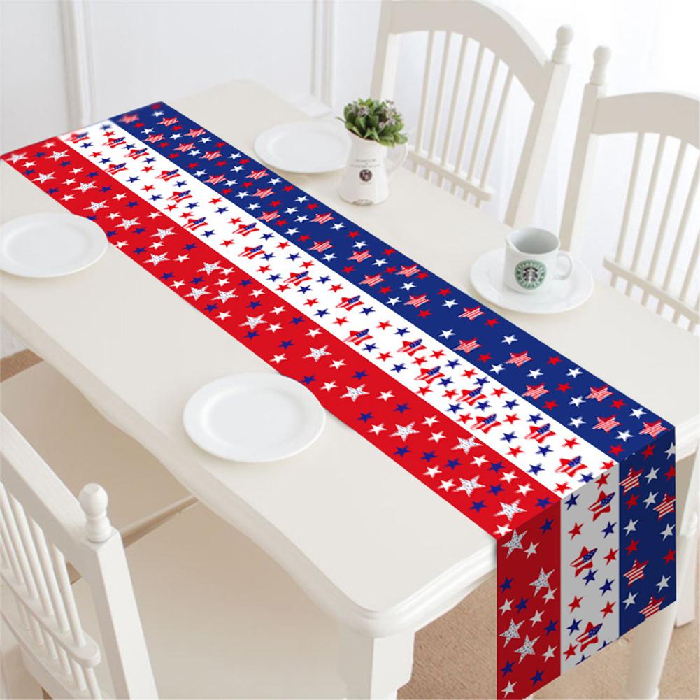 Independence Day Cotton Linen Table  Runner Dresser Scarves Truck Non-Slip  Usa Flag Decor