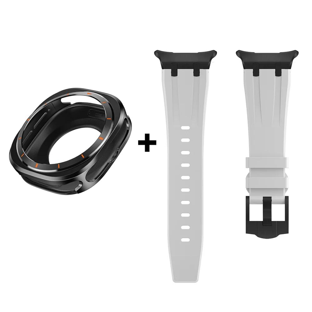 Luxury Case Strap for Samsung Galaxy Watch 7 Ultra 47mm Rubber Band Aluminium Cover For SAMSUNG GALAXY ULTRA 47MM Men Bracelet
