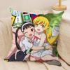 Cute O-Owarimonogatari Cushion Cover Silky Short Plush Double-Sided Printed Pillow Case for Sofa All Seasons Home Decor Gift