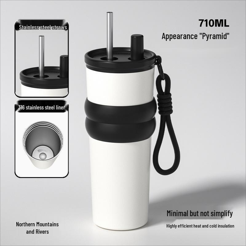 Carburton 710ml 316 Stainless Steel Insulated Straw Water Bottle