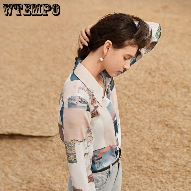 Spring and Autumn Women's Shirt Chiffon Shirt with Design Sense Small Number of Long Sleeves Vintage Style Top