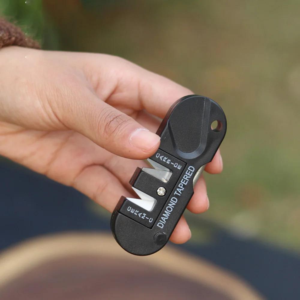 Portable Knife Sharpener Foldable Multi-function Camping Survival Tool with Fish Hook Whetstone for Outdoor Use