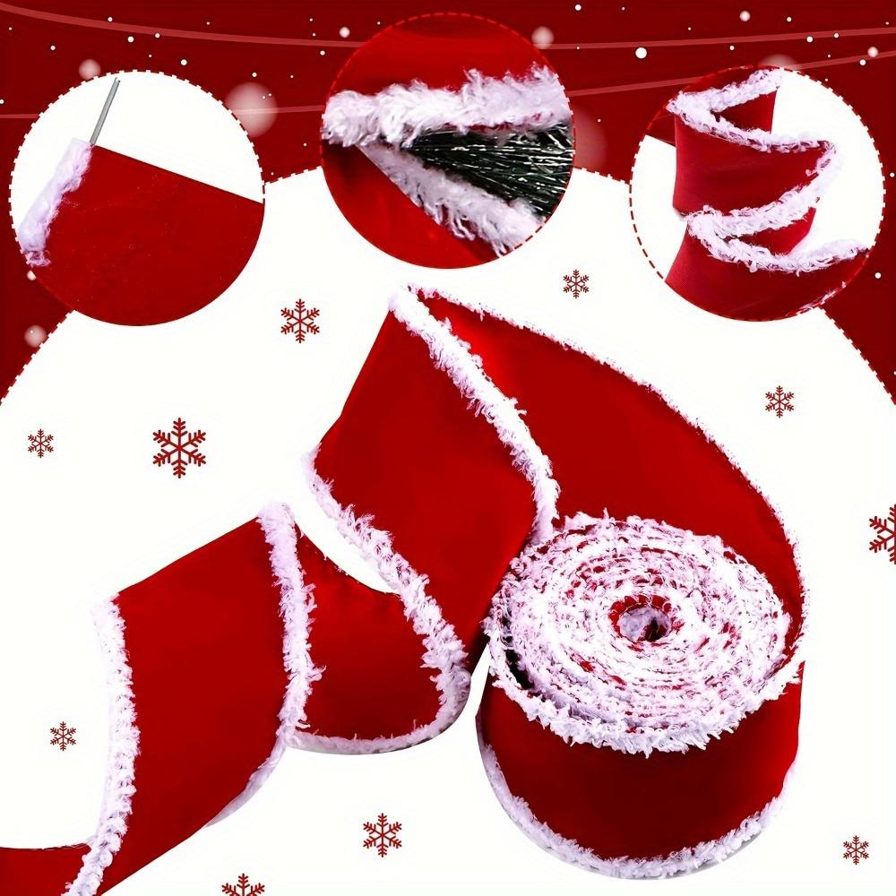 2rolls Classic Velvet Christmas Ribbons Set Craft Ribbon with Wired Edges Red & Green Ideal for DIY Crafts Holiday Decorations 2.5in 5yards Each