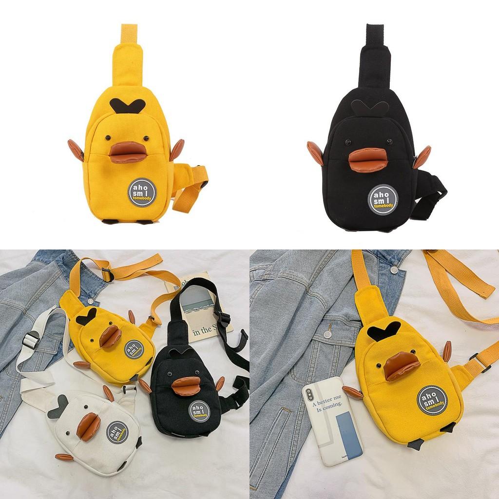 Children Canvas Playful Bag Cartoon Character Comfortable Strap Outings School