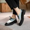 Fashion Spring/Autumn Women Shoes Genuine Leather Shoes Round Toe Lace Up Platform Shoes Color Mixed Thick Heel Flats for Women Sneakers