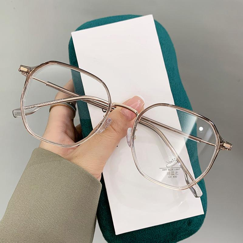 Anti-blue myopia glasses frame for women can be matched with degree plain face large frame small glasses metal frame TQ frame