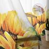 Sonnenblumen Aquarellmalerei Blütenblätter Tüllvorhänge zur Wohnzimmerdekoration Modern Chiffon Transparent Voile Küchenvorhang
