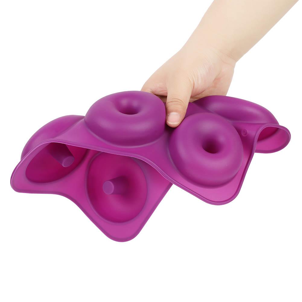 6 Cavity Silicone Donut Baking Pan Donut Chocolate Mold Microwave Freezer Safe(Purple)