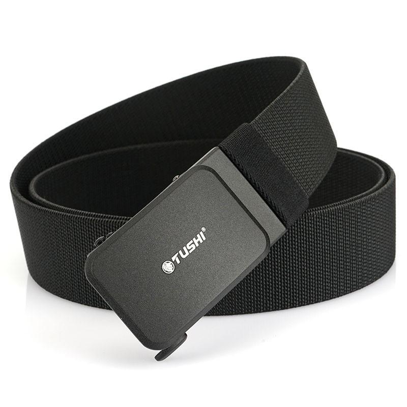 3.8CM Matte Automatic Buckle Jeans Outer Waist Belt Men s Nylon Quick-drying Elastic чёрный