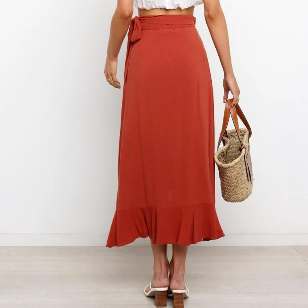 Women High Waist Skirts All-match Lady Elegant Long Skirt Retro Skirt High Waist Slim Sexy Hip Mid-length One-Step Skirts