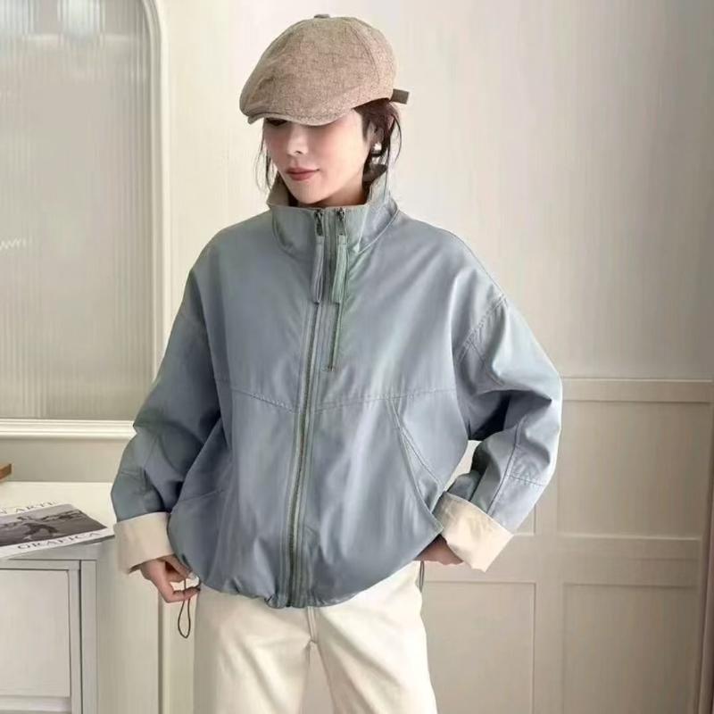 Koreanische Modische Kurze Einfarbige Stehkragen Damen Freizeit Vielseitige Wolljacke Vielseitiger Lockerer Lässiger Stil