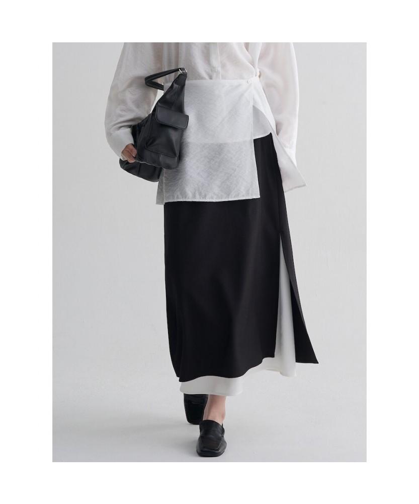 8SECONDS Color Block Layered Maxi Skirt Black