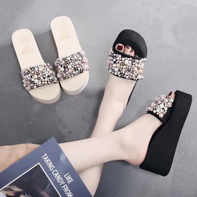 Bohemian Wedge Platform Sandals: Women's Thick-Soled Summer Slippers for Seaside Travel In Thailand.