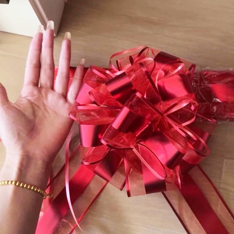 2pcs Large Pull Bow Ribbon Colorful Pull Flower For Wedding Cars Birthday Christmas Presents Gift Decoration Party Favor Supply