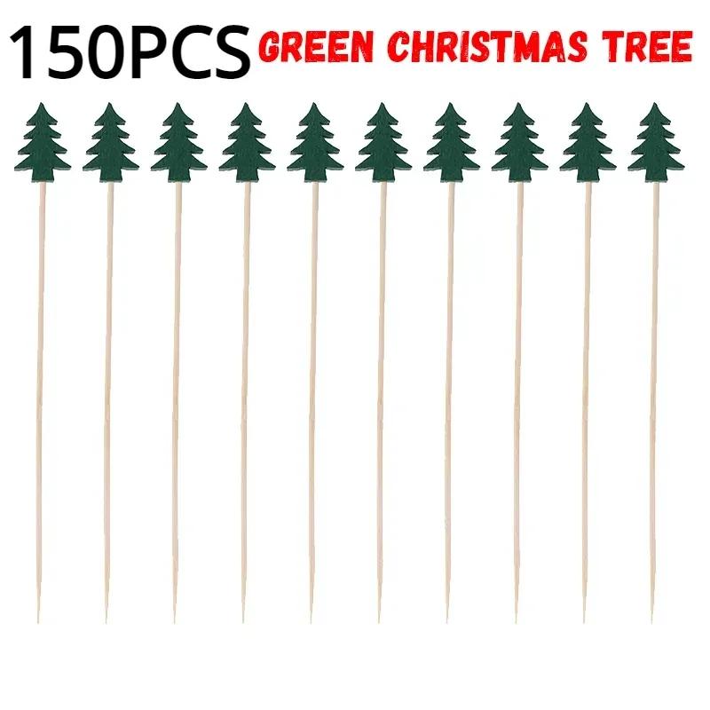 50 Stück/Set Weihnachten Fruchtspieße Einweg Bambusspieße Schneeflocke Weihnachtsbaum Elch Weihnachtsmann Schneemann Spieße Weihnachtsdekoration