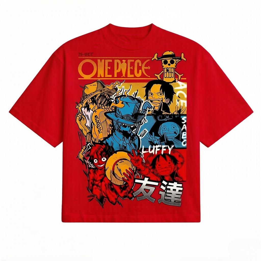 

One Piece Shortsleeved Crewneck Tshirt for Monkey D Luffy Members Cartoon Anime Style Japanese Style 2026 Trend S