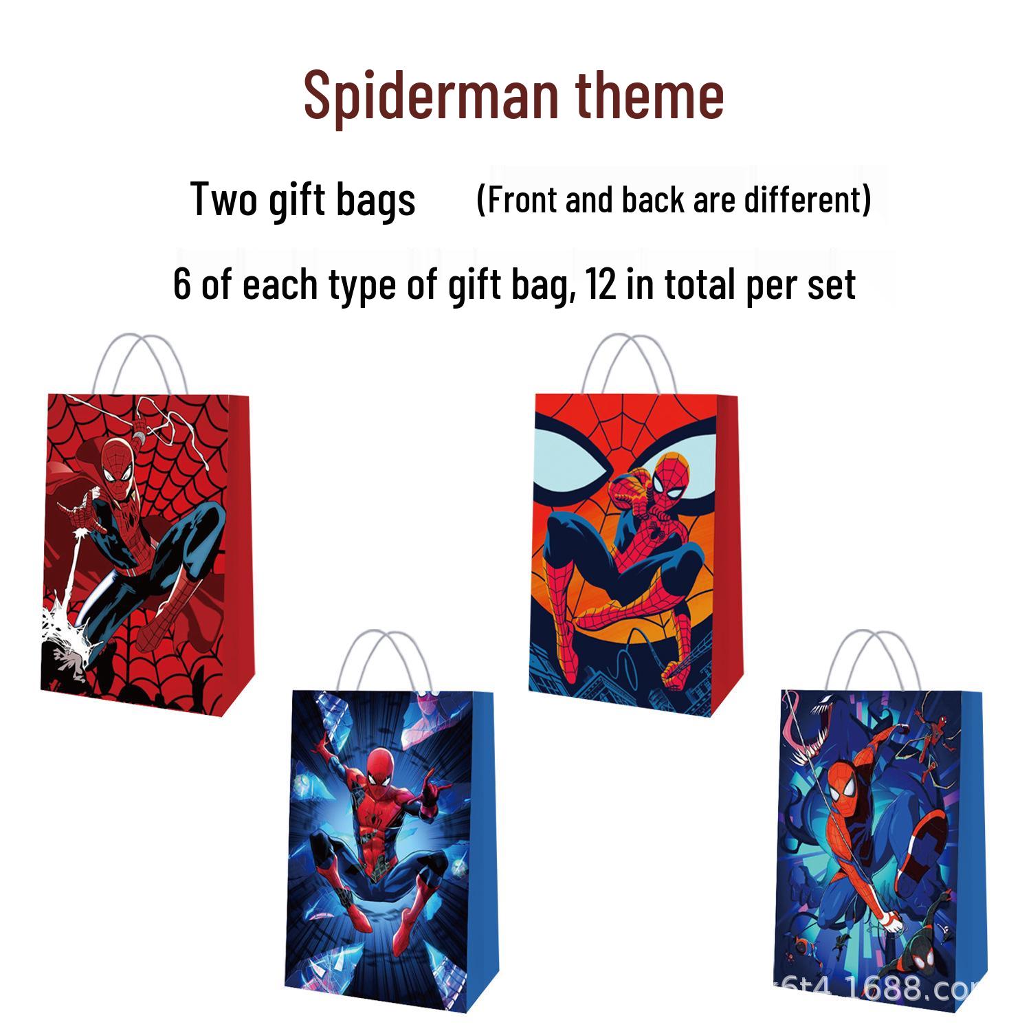 Spider-Man Themed Kraft Paper Gift Bags for Birthday Parties