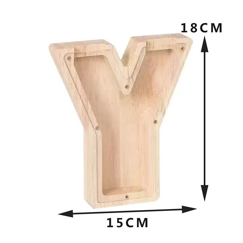 Twenty-Six English Alphabet Moneybox Coin Money Piggy Bank Wooden Letter Saving Box Desktop Ornament Home Decor